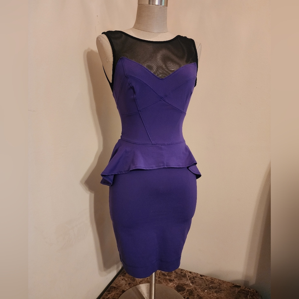 Bebe Purple Peplum Bodycon Dress